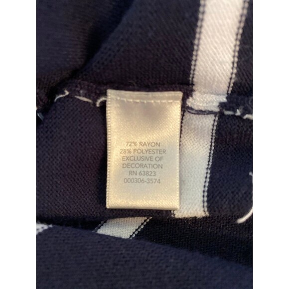 Christopher & Banks Sweater Top Plus Size XL Navy White Stripes Lace Hem Zipper - Picture 9 of 11